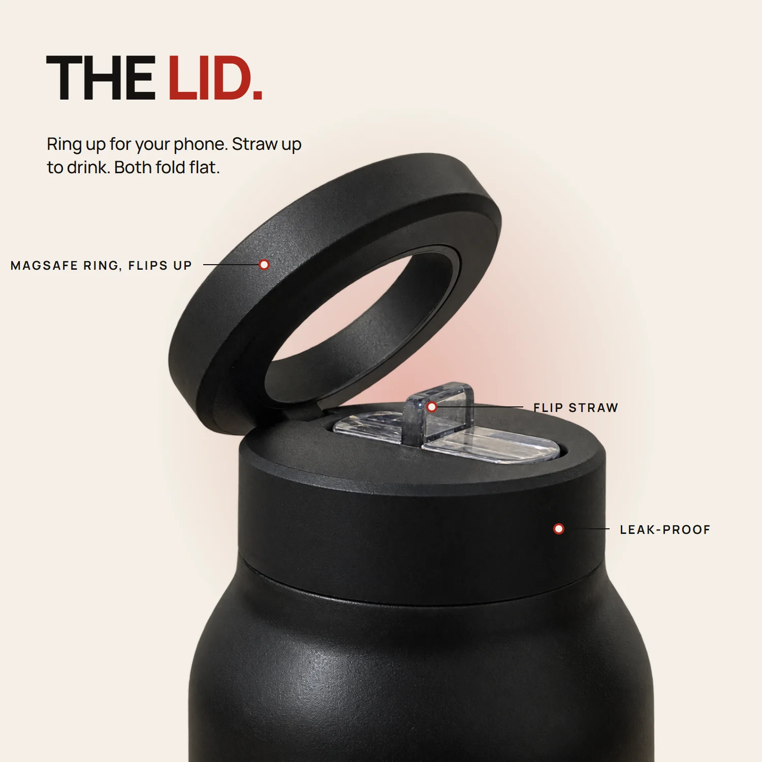 The bottle holding a phone for gym sets, recipes, video calls and walks